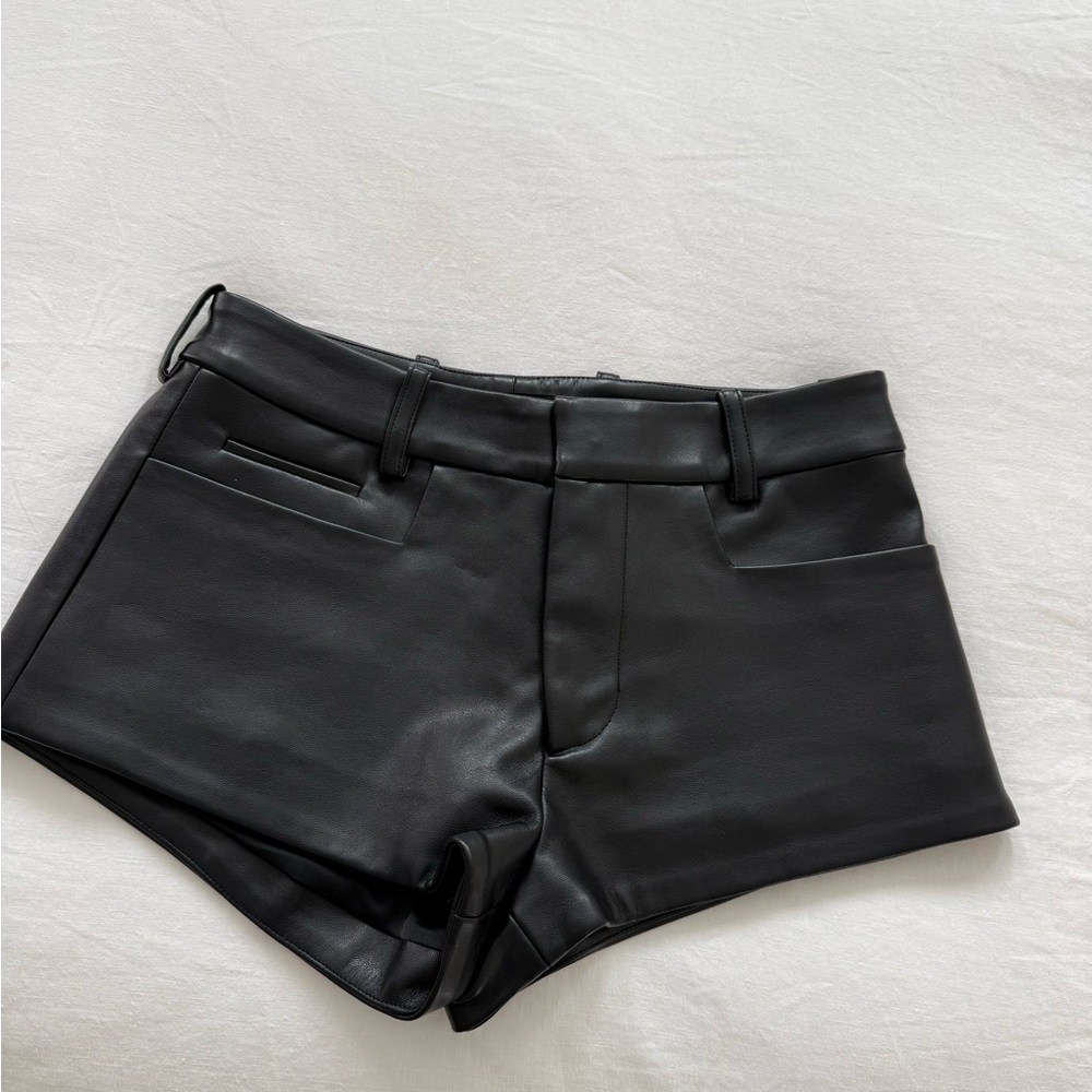 Nana Jacqueline Black Faux Leather Micro Shorts Size Small